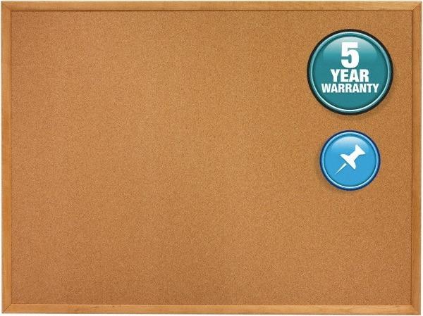 Quartet - 24" Wide x 18" High Open Cork Bulletin Board - Natural (Color) - Exact Tool & Supply