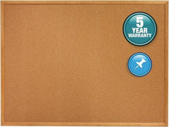 Quartet - 24" Wide x 18" High Open Cork Bulletin Board - Natural (Color) - Exact Tool & Supply