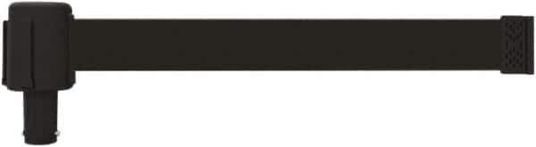 Banner Stakes - 6.61" High x 15' Long x 2-1/2" Wide Retractable Barrier Belt - Plastic & Polyester, Matte Finish, Black, Use with Banner Stakes Plus Stanchion, Banner Stakes Plus Base - Exact Tool & Supply