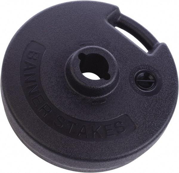 Banner Stakes - 4.92" High x 15" Long x 15" Wide Barrier - Metal, Matte Finish, Black, Use with Banner Stakes Plus Stanchion, Banner Stakes Plus Banner Head - Exact Tool & Supply