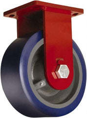 Hamilton - 12" Diam x 4" Wide x 15-1/2" OAH Top Plate Mount Rigid Caster - Polyurethane Mold on Forged Steel, 6,000 Lb Capacity, Tapered Roller Bearing, 6-1/2 x 7-1/2" Plate - Exact Tool & Supply
