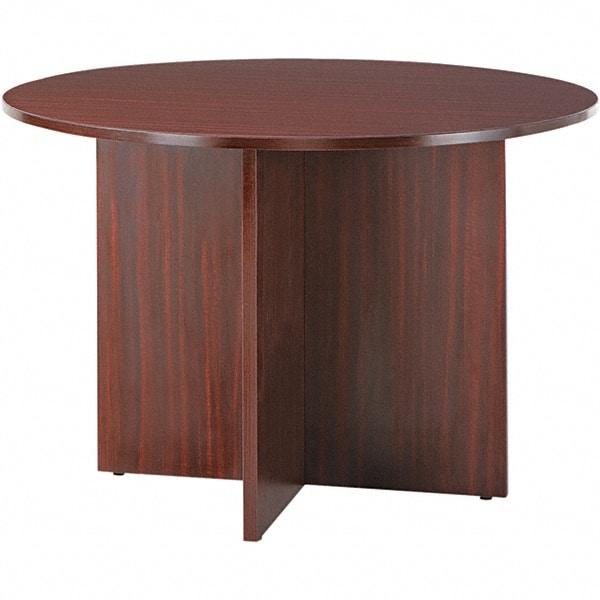 ALERA - 29-1/2" High Stationary Conference Table - 1" Thick, Mahogany (Color), Wood Grain Laminate - Exact Tool & Supply