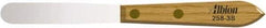 Albion Engineering - 5/8" Wide Spring Blade Stainless Steel Spatula - Flexible, Straight Hardwood Handle, 4" OAL - Exact Tool & Supply