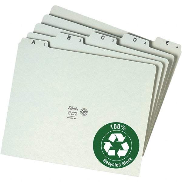 SMEAD - 8-1/2 x 11" 25 Tabs, Unpunched, Preprinted Numeric Divider - Green - Exact Tool & Supply