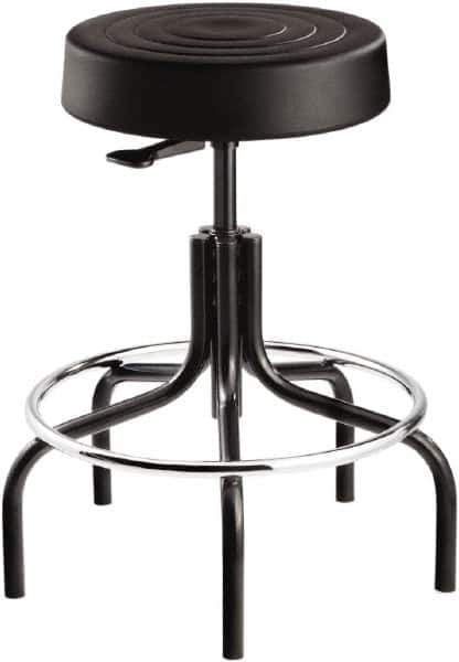 Bevco - 14 Inch Wide x 14-1/2 Inch Deep x 30 Inch High, Tubular Steel Base, Adjustable Height Swivel Stool - Polyurethane Seat, Black - Exact Tool & Supply