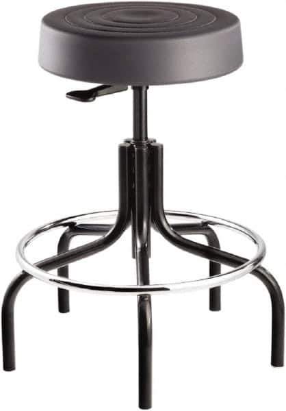 Bevco - 14 Inch Wide x 14-1/2 Inch Deep x 30 Inch High, Tubular Steel Base, Adjustable Height Swivel Stool - Polyurethane Seat, Graphite - Exact Tool & Supply