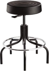 Bevco - 14 Inch Wide x 14-1/2 Inch Deep x 25 Inch High, Tubular Steel Base, Adjustable Height Swivel Stool - Polyurethane Seat, Black - Exact Tool & Supply