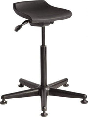 Bevco - 14 Inch Wide x 14 Inch Deep x 32 Inch High, Reinforced Black Nylon Base, Adjustable Height Swivel Stool - Polyurethane Seat, Black - Exact Tool & Supply
