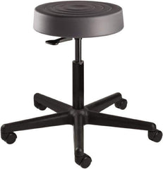 Bevco - 14 Inch Wide x 14-1/2 Inch Deep x 22-1/2 Inch High, Reinforced Black Nylon Base, Adjustable Height Swivel Stool - Polyurethane Seat, Graphite - Exact Tool & Supply