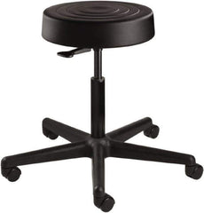 Bevco - 14 Inch Wide x 14-1/2 Inch Deep x 22-1/2 Inch High, Reinforced Black Nylon Base, Adjustable Height Swivel Stool - Polyurethane Seat, Black - Exact Tool & Supply