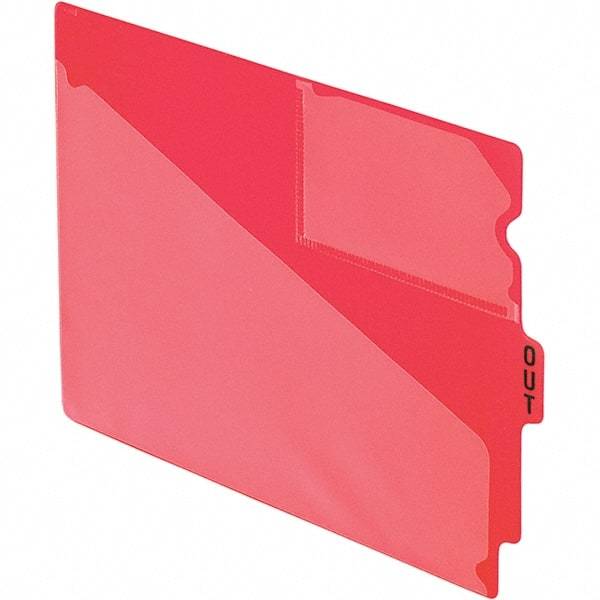 Pendaflex - 8-1/2 x 11" 50 Tabs, Unpunched, End Tab Out Guides with Pockets - Red - Exact Tool & Supply