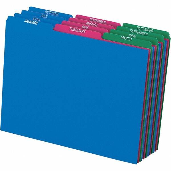 Pendaflex - 8-1/2 x 11" 12 Tabs, Unpunched, Preprinted Divider - Assorted Color Tabs, Assorted Folder - Exact Tool & Supply