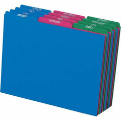 Pendaflex - 8-1/2 x 11" 12 Tabs, Unpunched, Preprinted Divider - Assorted Color Tabs, Assorted Folder - Exact Tool & Supply