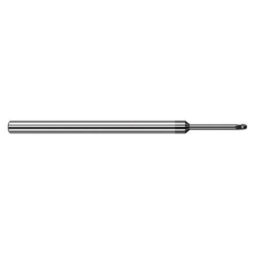 ‎1/8″ Dia. × 1/8″ Shank × 3/16″ DOC × 2-1/2″ OAL, Carbide DLC, Stub , 3 Flute, Ballnose End Mill - Exact Tool & Supply