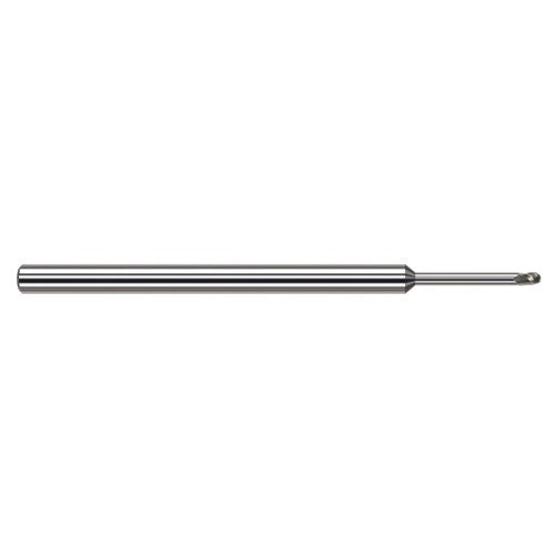 ‎1/32″ Dia. × 1/8″ Shank × 0.046″ DOC × 2-1/2″ OAL, Carbide Uncoated, Stub , 3 Flute, Ballnose End Mill - Exact Tool & Supply