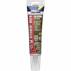 White Lightning - 5.3 oz Tube Clear Silicone Sealant - -80 to 450°F Operating Temp, 30 min Tack Free Dry Time, 24 hr Full Cure Time - Exact Tool & Supply