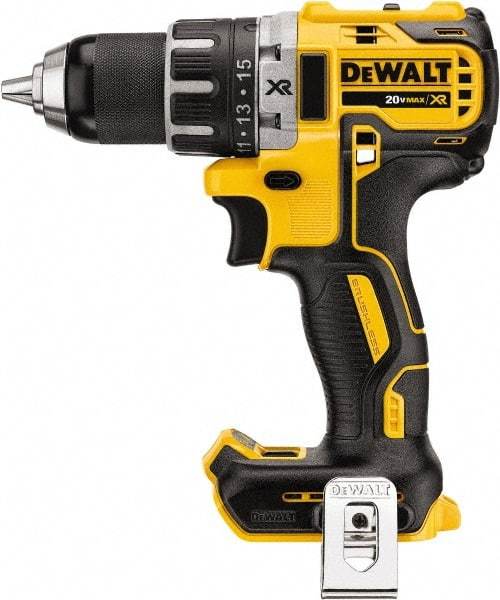 DeWALT - 20 Volt 1/2" Chuck Mid-Handle Cordless Drill - 0-500 & 0-2000 RPM, Keyless Chuck, Reversible, Lithium-Ion Batteries Not Included - Exact Tool & Supply