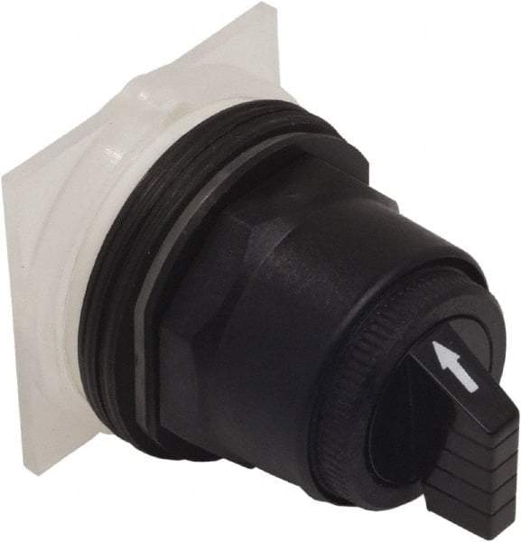 Schneider Electric - 1.18 Inch Mount Hole, 3 Position, Knob and Pushbutton Operated, Selector Switch Only - Black, Maintained (MA), without Contact Blocks, Anticorrosive, Weatherproof, Dust and Oil Resistant - Exact Tool & Supply
