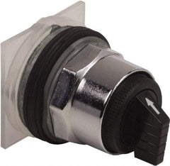Schneider Electric - 1.18 Inch Mount Hole, 3 Position, Knob and Pushbutton Operated, Selector Switch Only - Black, Momentary (MO), without Contact Blocks, Weatherproof and Dust and Oil Resistant - Exact Tool & Supply