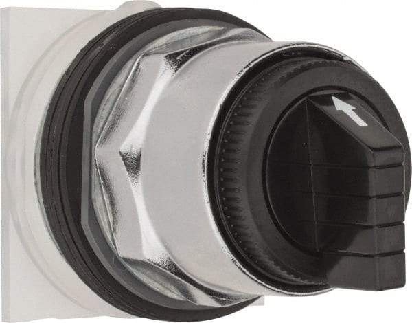 Schneider Electric - 1.18 Inch Mount Hole, 3 Position, Knob and Pushbutton Operated, Selector Switch Only - Black, Momentary (MO), without Contact Blocks, Weatherproof and Dust and Oil Resistant - Exact Tool & Supply
