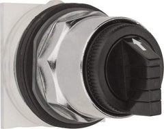 Schneider Electric - 1.18 Inch Mount Hole, 3 Position, Knob and Pushbutton Operated, Selector Switch Only - Black, Momentary (MO), without Contact Blocks, Weatherproof and Dust and Oil Resistant - Exact Tool & Supply