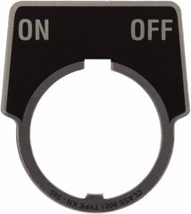 Schneider Electric - Aluminum Legend Plate - On-Off - Black Background, 30mm Hole Diameter, 1-3/4 Inch Wide - Exact Tool & Supply