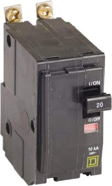 Square D - 20 Amp, 240 VAC, 2 Pole, Bolt On Miniature Circuit Breaker - 14-8 AWG - Exact Tool & Supply