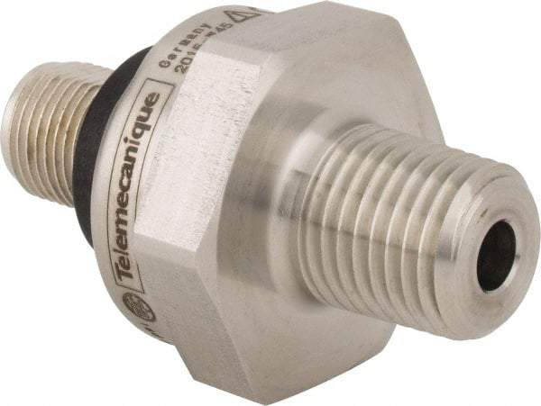 Telemecanique Sensors - 1/4-18 NPT (Male) Connector, 12 to 24 VDC, 300 psi Sensor, Shock and Vibration Resistant, Control Circuit Pressure Sensor - 26mm Long x 30mm Wide, IP65, IP67, IP69, For Use with OsiSense XM - Exact Tool & Supply