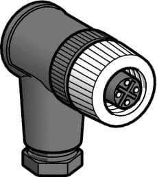 Telemecanique Sensors - 3 Amp, M12 4 Pin Elbowed Female Field Attachable Connector Sensor and Receptacle - 125 VAC, 150 VDC, IP67 Ingress Rating - Exact Tool & Supply