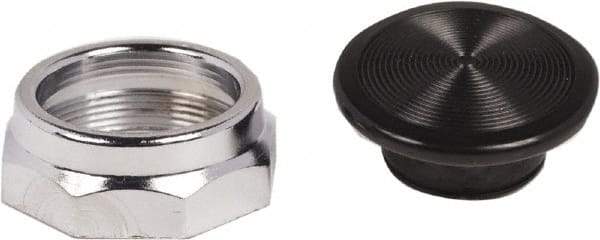Schneider Electric - Extended Mushroom Head Pushbutton Switch 1-3/8" Snap-In Knob - Black, Round Button, Nonilluminated - Exact Tool & Supply