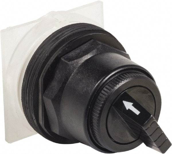 Schneider Electric - 1.18 Inch Mount Hole, 2 Position, Knob and Pushbutton Operated, Selector Switch Only - Black, Momentary (MO), without Contact Blocks, Anticorrosive, Weatherproof, Dust and Oil Resistant - Exact Tool & Supply