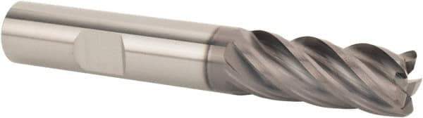 SGS - 1" Diam, Variable Pitch, 1-1/2" LOC, 5 Flute Solid Carbide 0.06" Corner Radius Roughing End Mill - AlTiN Finish, 4" OAL, 1" Shank Diam, Single End, 37° Helix - Exact Tool & Supply