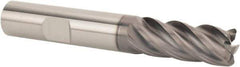 SGS - 1" Diam, Variable Pitch, 1-1/2" LOC, 5 Flute Solid Carbide 0.06" Corner Radius Roughing End Mill - AlTiN Finish, 4" OAL, 1" Shank Diam, Single End, 37° Helix - Exact Tool & Supply