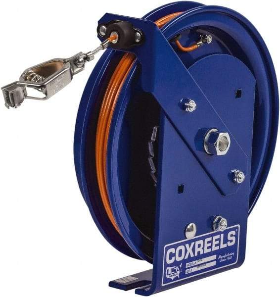 CoxReels - 5/32 Inch x 75 Ft. Stranded Cable Grounding Reel - Spring Driven Reel, Galvanized Steel Cable - Exact Tool & Supply
