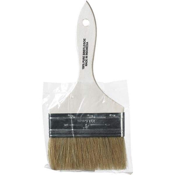 Rubberset - 4" Flat Hog Chip Brush - Wood Beavertail Handle - Exact Tool & Supply