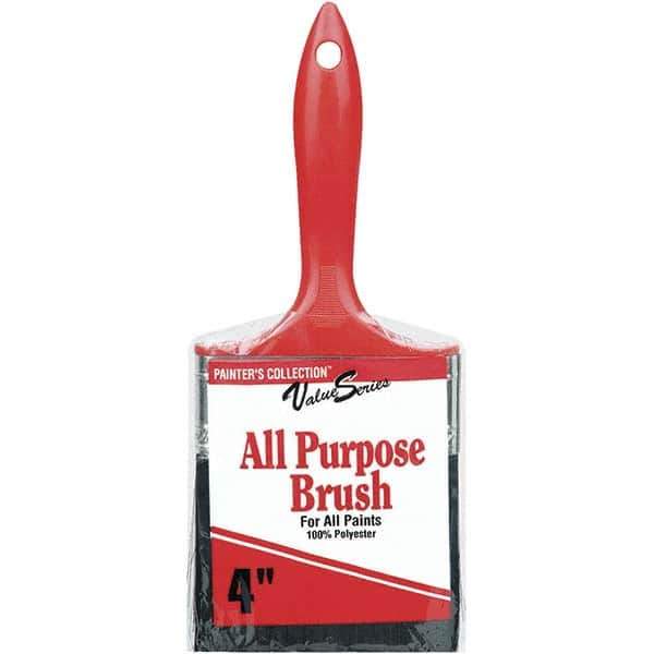 Rubberset - 4" Flat Synthetic Trim Brush - Plastic Thin Kaiser Handle - Exact Tool & Supply