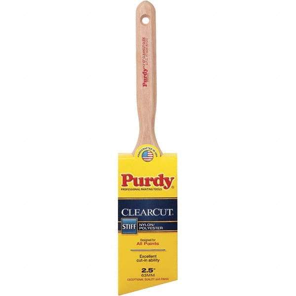 Purdy - 2-1/2" Angled Nylon/Polyester Trim Brush - Wood Fluted Handle - Exact Tool & Supply