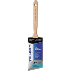 Bestt-Liebco - 2-1/2" Angled Nylon/Polyester Sash Brush - Wood Long Sash Handle - Exact Tool & Supply