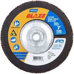 Norton - 7" 60 Grit 5/8-11 Center Hole Type 27 Ceramic Alumina Flap Disc - Exact Tool & Supply
