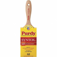 Purdy - 3" Flat Synthetic Trim Brush - 3-3/16" Bristle Length, 3-3/16" Wood Beavertail Handle - Exact Tool & Supply