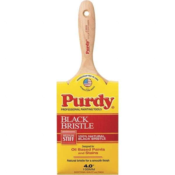 Purdy - 4" Flat Hog Wall Brush - 3-3/16" Bristle Length, 3-7/8" Wood Beavertail Handle - Exact Tool & Supply