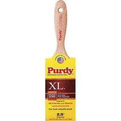 Purdy - 2-1/2" Flat Synthetic Trim Brush - 2-15/16" Bristle Length, 3-3/16" Wood Beavertail Handle - Exact Tool & Supply