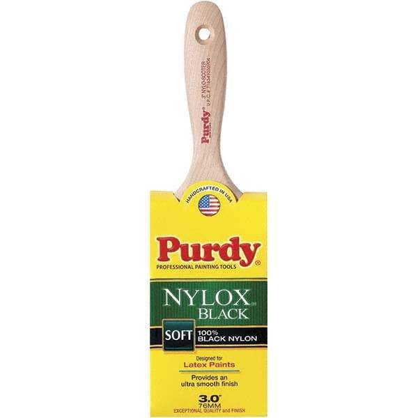 Purdy - 3" Flat Synthetic Wall Brush - 3-7/16" Bristle Length, 3-7/16" Wood Flat Handle - Exact Tool & Supply