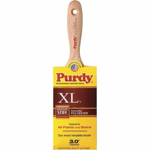 Purdy - 3" Flat Synthetic Wall Brush - 3-11/16" Bristle Length, 3-11/16" Wood Beavertail Handle - Exact Tool & Supply