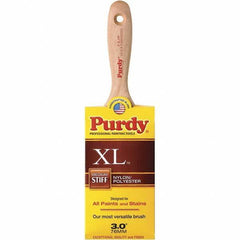 Purdy - 3" Flat Synthetic Wall Brush - 3-11/16" Bristle Length, 3-11/16" Wood Beavertail Handle - Exact Tool & Supply