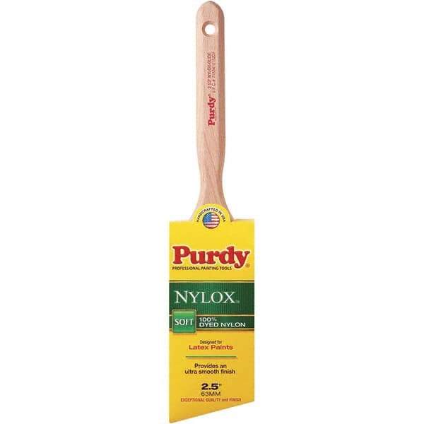 Purdy - 2-1/2" Angled Synthetic Trim Brush - 2-15/16" Bristle Length, 2-15/16" Wood Fluted Handle - Exact Tool & Supply