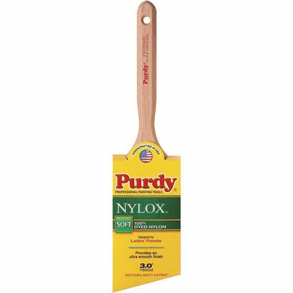 Purdy - 3" Angled Synthetic Trim Brush - 3-3/16" Bristle Length, 3-3/16" Wood Fluted Handle - Exact Tool & Supply