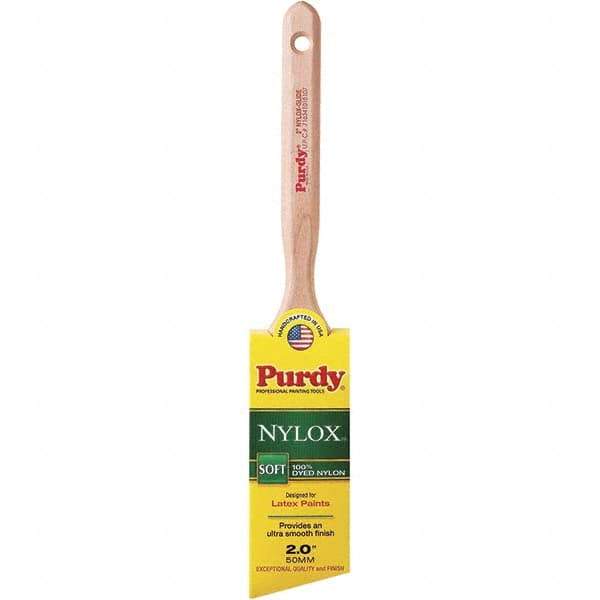 Purdy - 2" Angled Synthetic Trim Brush - 2-11/16" Bristle Length, 2-11/16" Wood Fluted Handle - Exact Tool & Supply