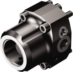 Sandvik Coromant - Right Hand Cut, C8 Modular Connection, Adapter/Mount Lathe Modular Clamping Unit - 80mm Square Shank Diam, 93mm Square Shank Width, 5.039" OAL, Through Coolant - Exact Tool & Supply
