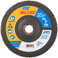 Norton - 7" 40 Grit 7/8" Center Hole Type 27 Ceramic Alumina Flap Disc - Exact Tool & Supply